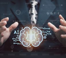 Concepts about AI. Business people use AI to help them work in areas such as education, industry, music, business, transportation, scientific computing. Artificial Intelligence. Cloud Computing.